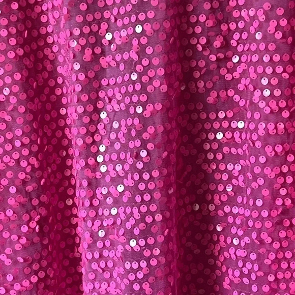 H&M pink sequins shirt mini dress button down Barbiecore long sleeve eras tour - Picture 3 of 8